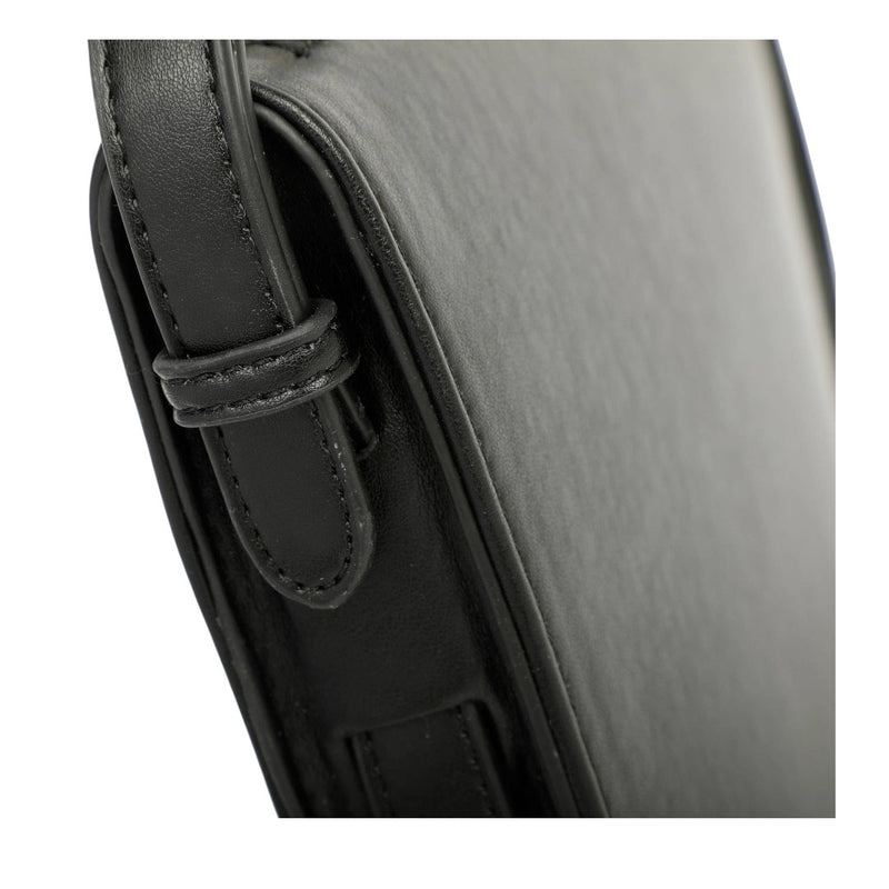 Black Leather Single Zip Crossbody Bag